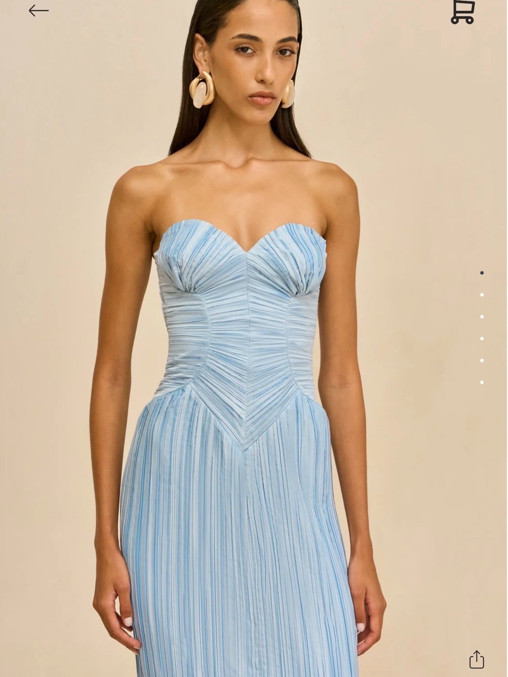 cult gaia Strapless Pleated Midi Dress in Sky Blue - Picture 2 of 3